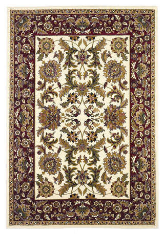 KAS Cambridge 7303 Ivory/Red Kashan Machine Woven Area Rug