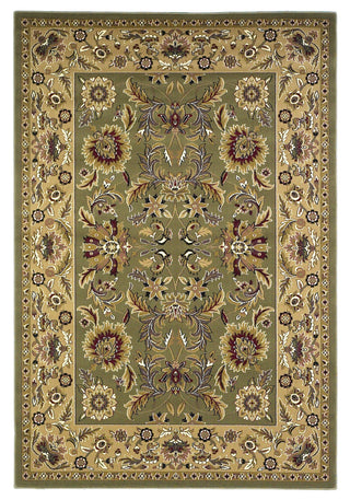 KAS Cambridge 7304 Green/Taupe Kashan Machine Woven Area Rug