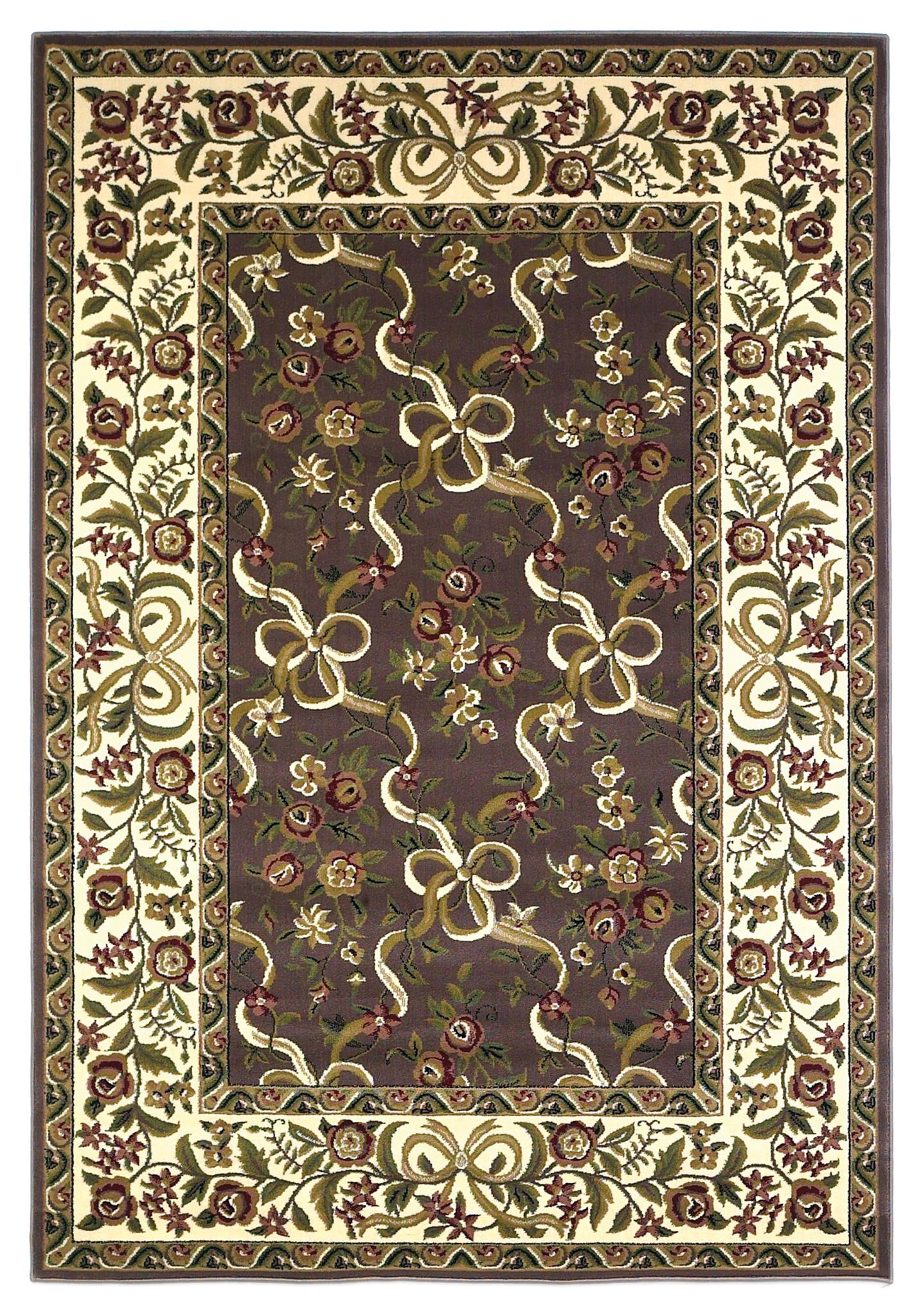 KAS Cambridge 7311 Plum/Ivory Floral Ribbons Area Rug main image