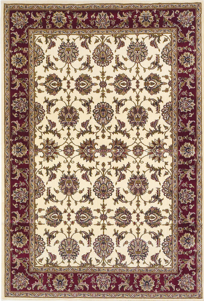 KAS Cambridge 7312 Ivory/Red Kashan Machine Woven Area Rug