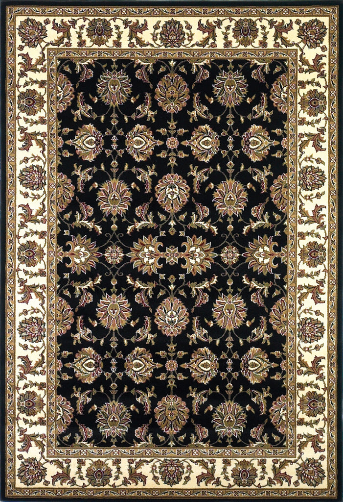 KAS Cambridge 7313 Black/Ivory Kashan Machine Woven Area Rug
