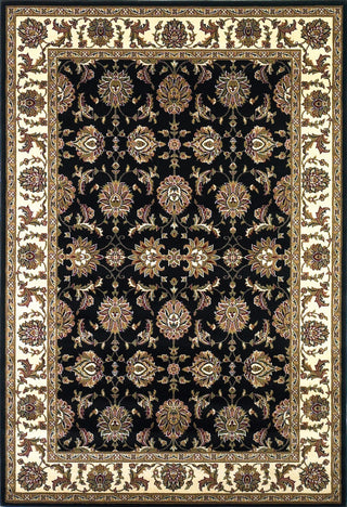 KAS Cambridge 7313 Black/Ivory Kashan Machine Woven Area Rug