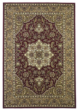 KAS Cambridge 7326 Red/Beige Kashan Medallion Machine Woven Area Rug