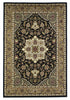 KAS Cambridge 7327 Black/Beige Kashan Medallion Machine Woven Area Rug