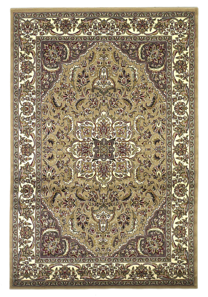 KAS Cambridge 7328 Beige/Ivory Kashan Medallion Machine Woven Area Rug