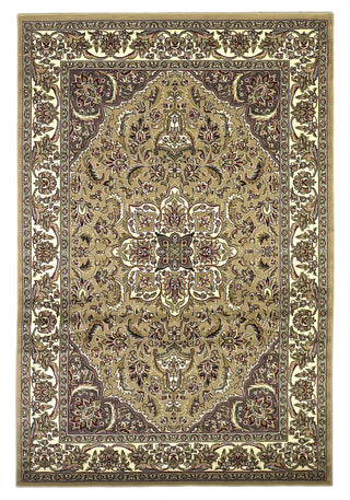 KAS Cambridge 7328 Beige/Ivory Kashan Medallion Machine Woven Area Rug