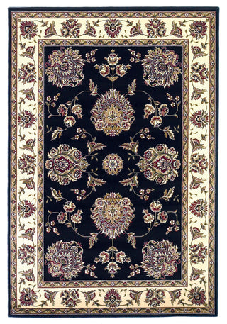 KAS Cambridge 7339 Black/Ivory Floral Mahal Machine Woven Area Rug