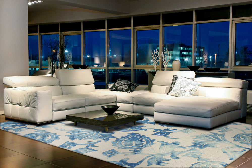 KAS Canvas 2306 Ivory/Blue Finesse Area Rug  Feature