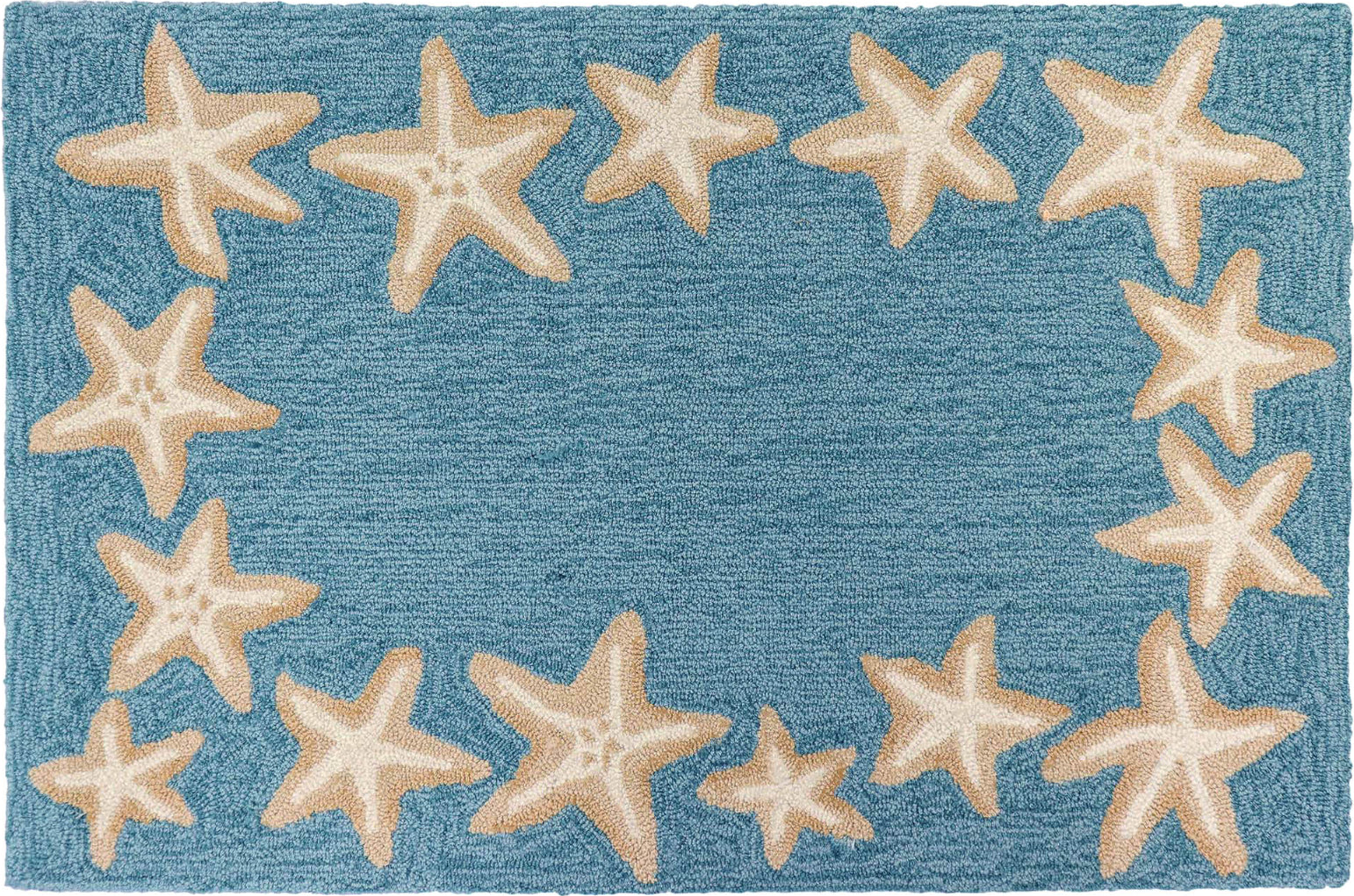 Trans Ocean Capri 1710/04 Starfish Border Blue Area Rug by Liora Manne