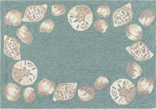 Trans Ocean Capri 1723/04 Seashell Border Blue Area Rug by Liora Manne