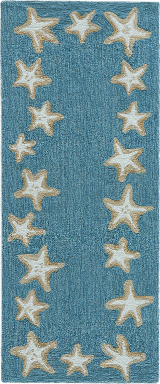 Trans Ocean Capri 1710/04 Starfish Border Blue Area Rug by Liora Manne