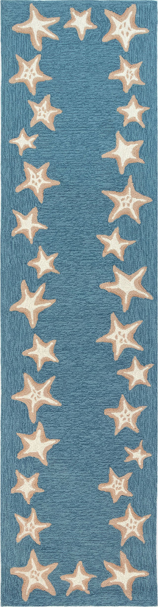 Trans Ocean Capri 1710/04 Starfish Border Blue Area Rug by Liora Manne