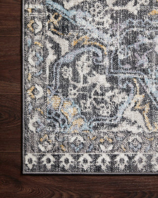 Loloi II Cassandra CSN-02 Charcoal/Gold Area Rug Corner On Wood