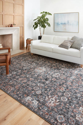 Loloi II Cassandra CSN-03 Charcoal/Rust Area Rug Lifestyle Image Feature