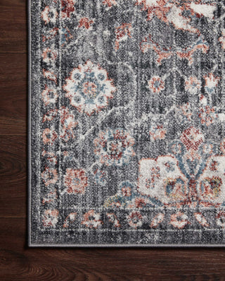 Loloi II Cassandra CSN-03 Charcoal/Rust Area Rug Corner On Wood