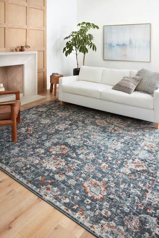 Loloi II Cassandra CSN-04 Blue/Rust Area Rug Lifestyle Image Feature