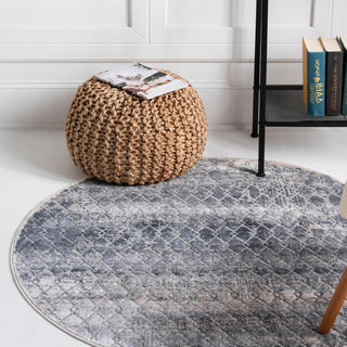 Unique Loom Caspian T-CSPN2 Gray Area Rug Round Lifestyle Image