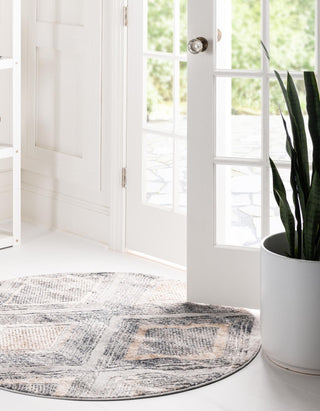 Unique Loom Caspian T-CSPN3 Gray Area Rug Round Lifestyle Image