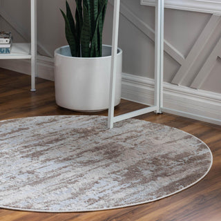 Unique Loom Caspian T-CSPN5 Beige Area Rug Round Lifestyle Image