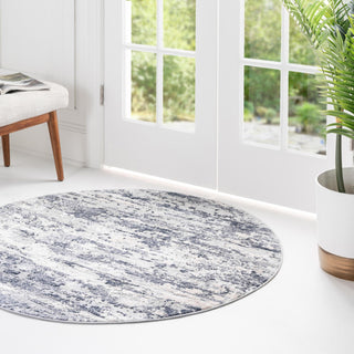 Unique Loom Caspian T-CSPN5 Gray Area Rug Round Lifestyle Image