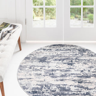 Unique Loom Caspian T-CSPN5 Gray Area Rug Round Lifestyle Image