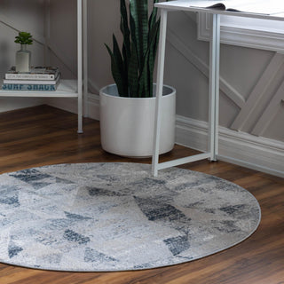 Unique Loom Caspian T-CSPN8 Gray Area Rug Round Lifestyle Image