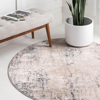 Unique Loom Caspian T-CSPN9 Bone Area Rug Round Lifestyle Image