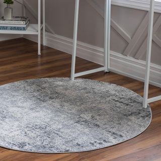 Unique Loom Caspian T-CSPN9 Gray Area Rug Round Lifestyle Image