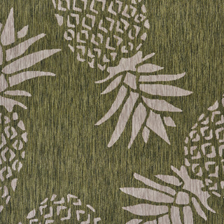 LR Resources Catalina Pineapple Escape Dark Green / Beige Area Rug Detail Image