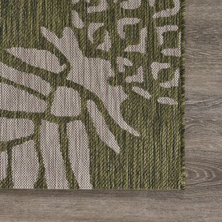 LR Resources Catalina Pineapple Escape Dark Green / Beige Area Rug Corner Image