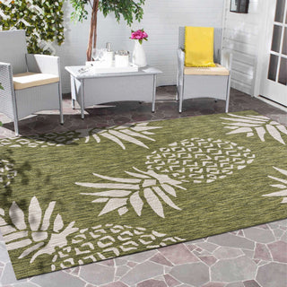 LR Resources Catalina Pineapple Escape Dark Green / Beige Area Rug Lifestyle Image