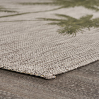 LR Resources Catalina Palm Breeze Beige / Dark Green Area Rug Angle Image