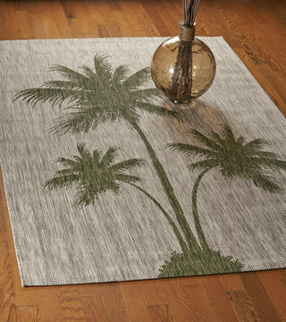 LR Resources Catalina Palm Breeze Beige / Dark Green Area Rug Lifestyle Image