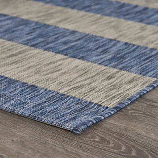 LR Resources Catalina Coastal Stripes Navy / Gray Area Rug Angle Image