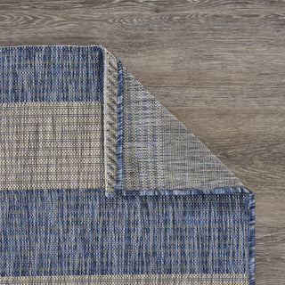 LR Resources Catalina Coastal Stripes Navy / Gray Area Rug Backing Image