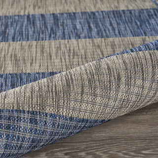 LR Resources Catalina Coastal Stripes Navy / Gray Area Rug Pile Image