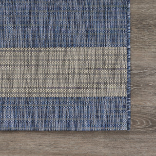 LR Resources Catalina Coastal Stripes Navy / Gray Area Rug Corner Image