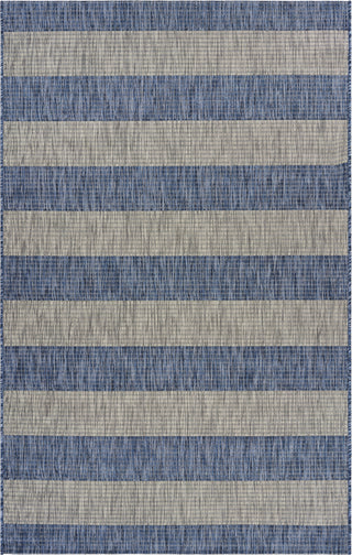 LR Resources Catalina Coastal Stripes Navy / Gray Area Rug main image