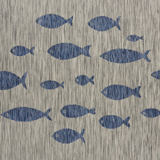 LR Resources Catalina Aquatic Gray / Navy Area Rug Detail Image