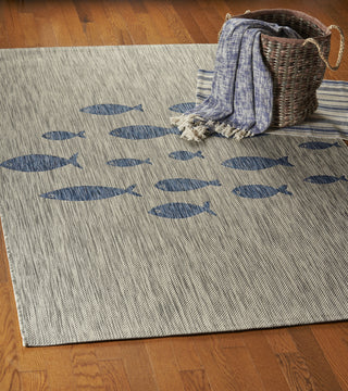 LR Resources Catalina Aquatic Gray / Navy Area Rug Lifestyle Image