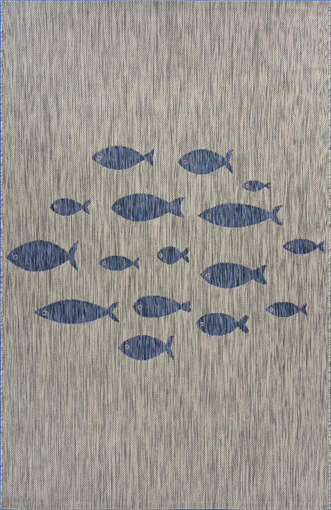LR Resources Catalina Aquatic Gray / Navy Area Rug main image