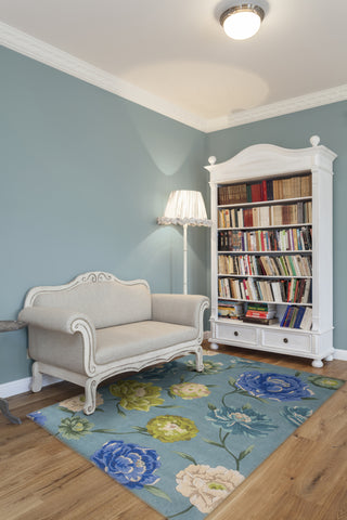 KAS Catalina 0753 Blue Floral Oasis Area Rug Main Image Feature
