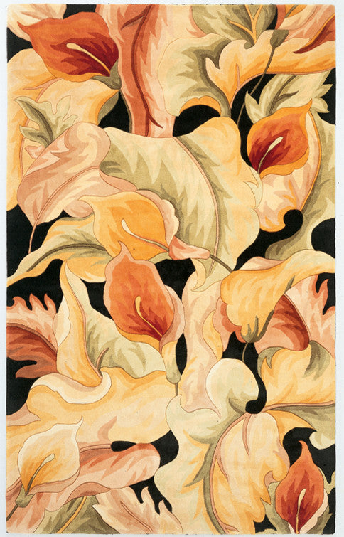 Calla Rugs KAS Catalina 0759 Black Calla Lilies Area Rug – Incredible Rugs and Decor