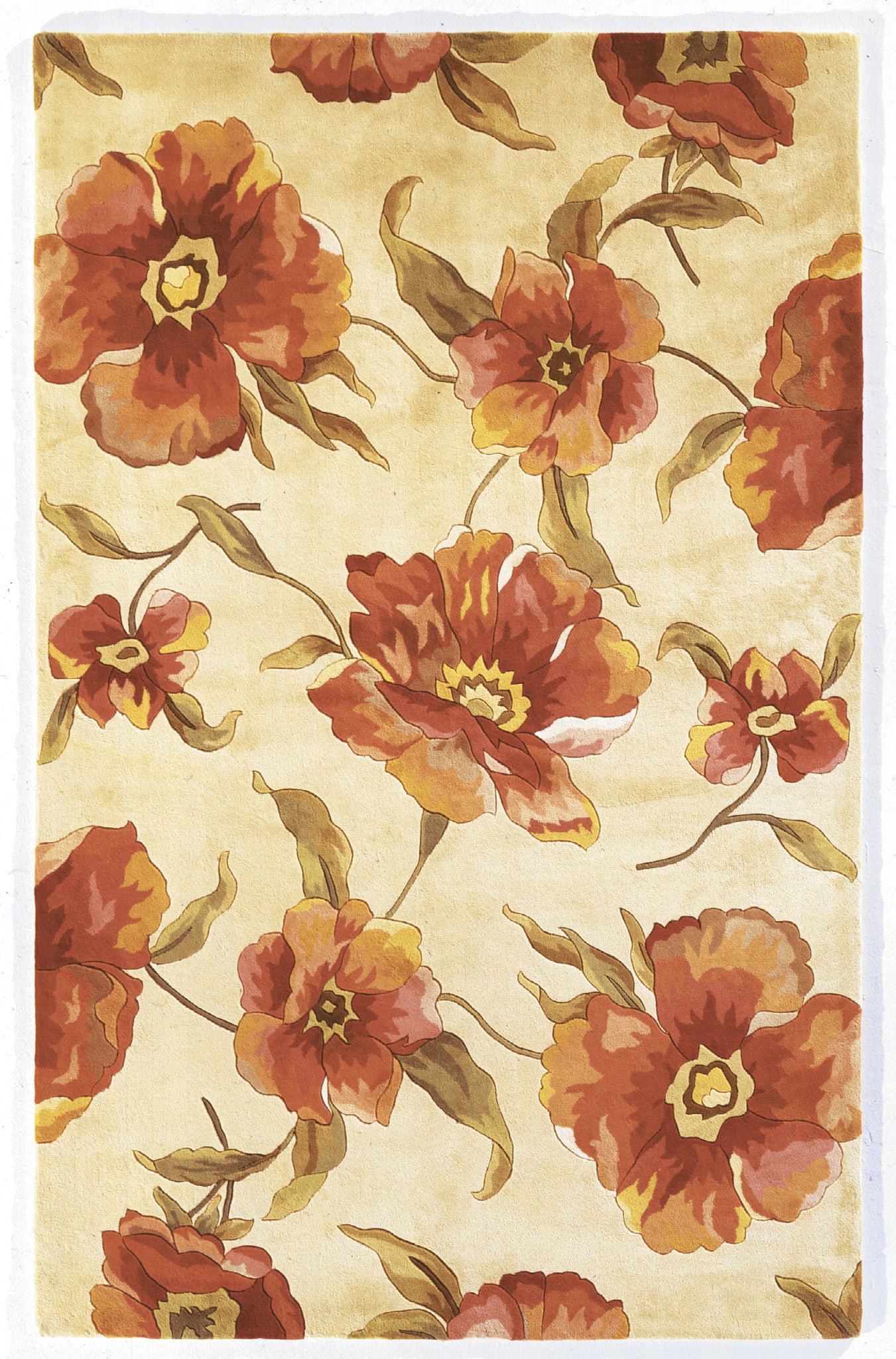 KAS Catalina 0766 Ivory Poppies Hand Tufted Area Rug