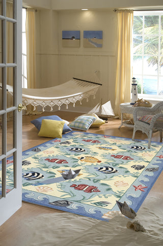 Momeni Coastal CC-01 Blue Area Rug Roomshot Feature