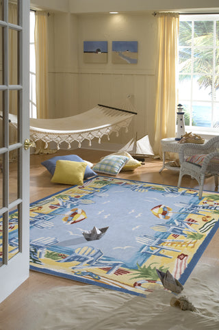 Momeni Coastal CC-03 Light Blue Area Rug Roomshot Feature