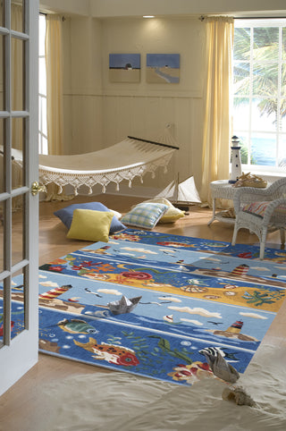 Momeni Coastal CC-07 Blue Area Rug Roomshot Feature