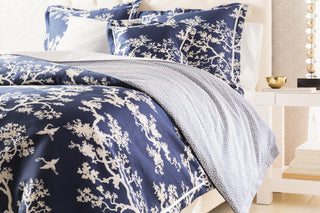 Surya The Crane CFB-2000 Blue Bedding by Florence Broadhurst Full / Queen Duvet Set