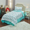 Rizzy BT1980 Bicycle Bed Aqua White Bedding Lifestyle Image