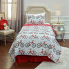 Rizzy BT1982 Bicycle Bed Red White Bedding Lifestyle Image